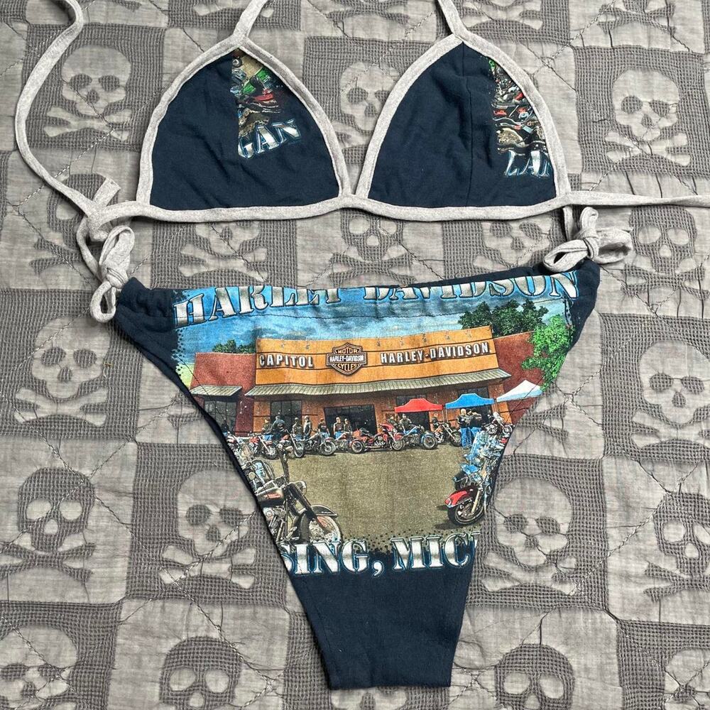 Y2k harley davidson bikini size